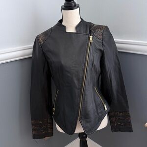 Bebe Womens Genuine Black Supple
Soft Leather Zippered Moto
Motorcycle Jacket